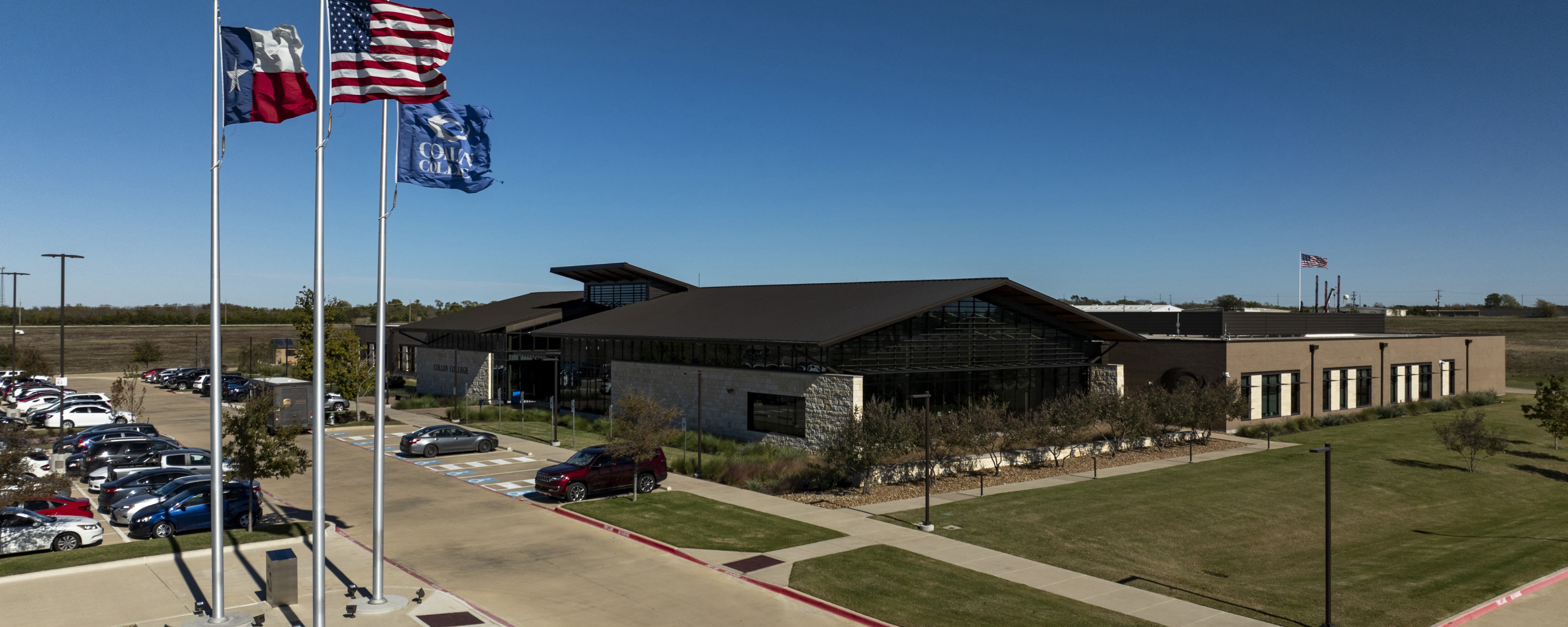 Collin College building and parking lot