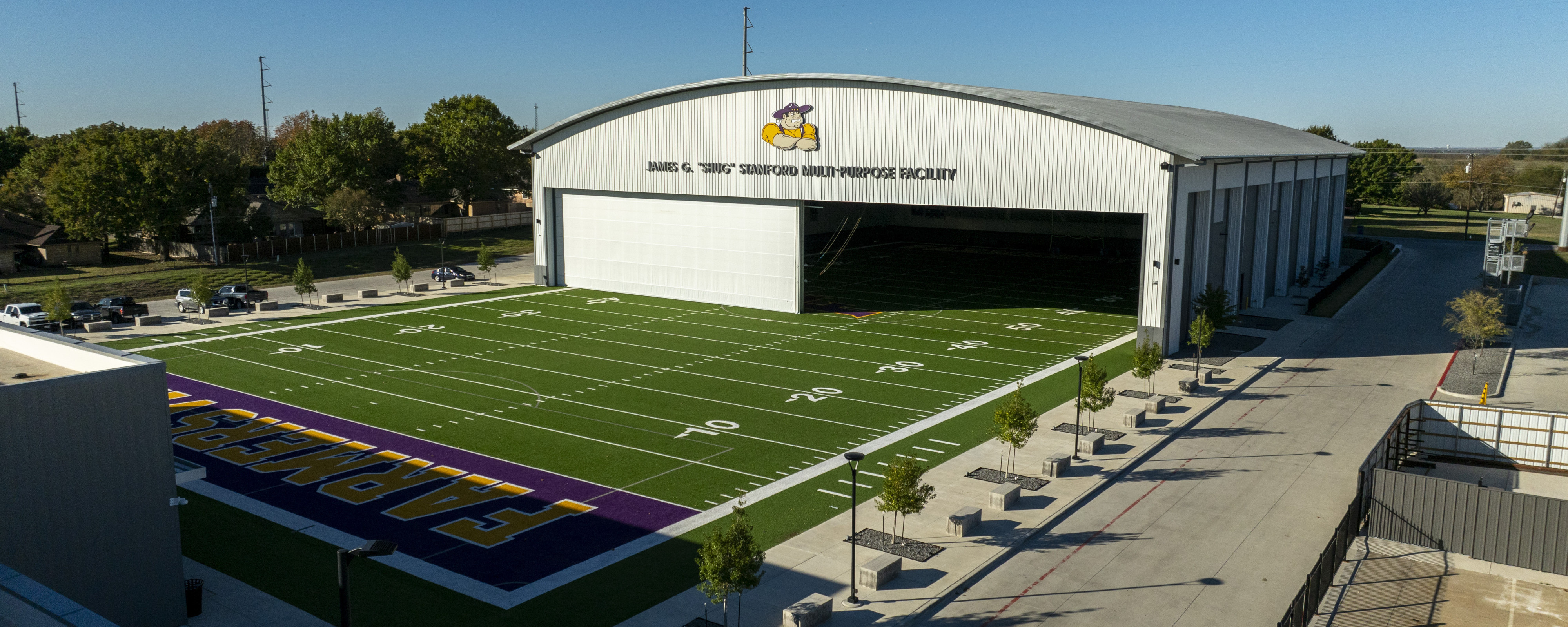 Aerial view of multi-purpose facility