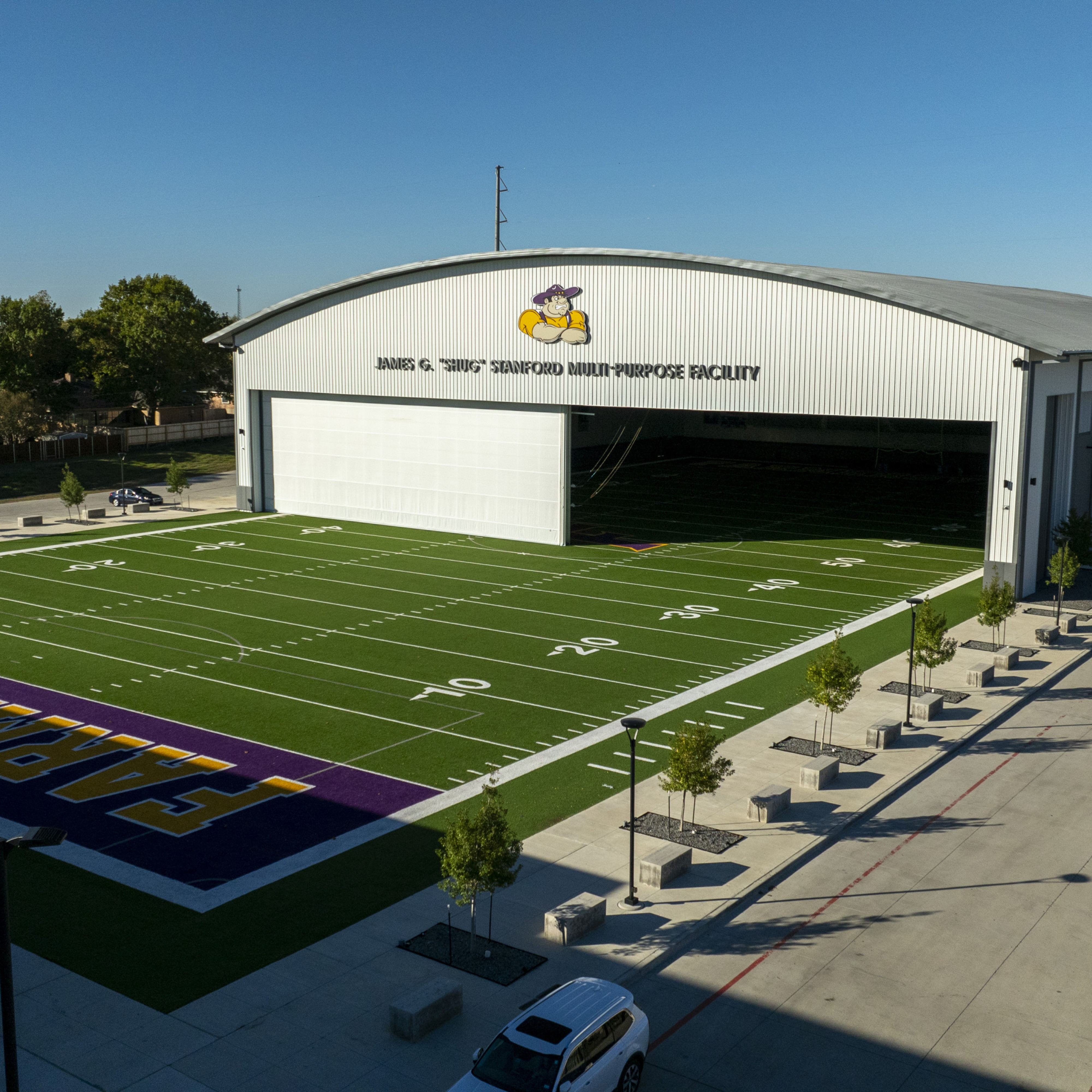 Aerial view of multi-purpose facility
