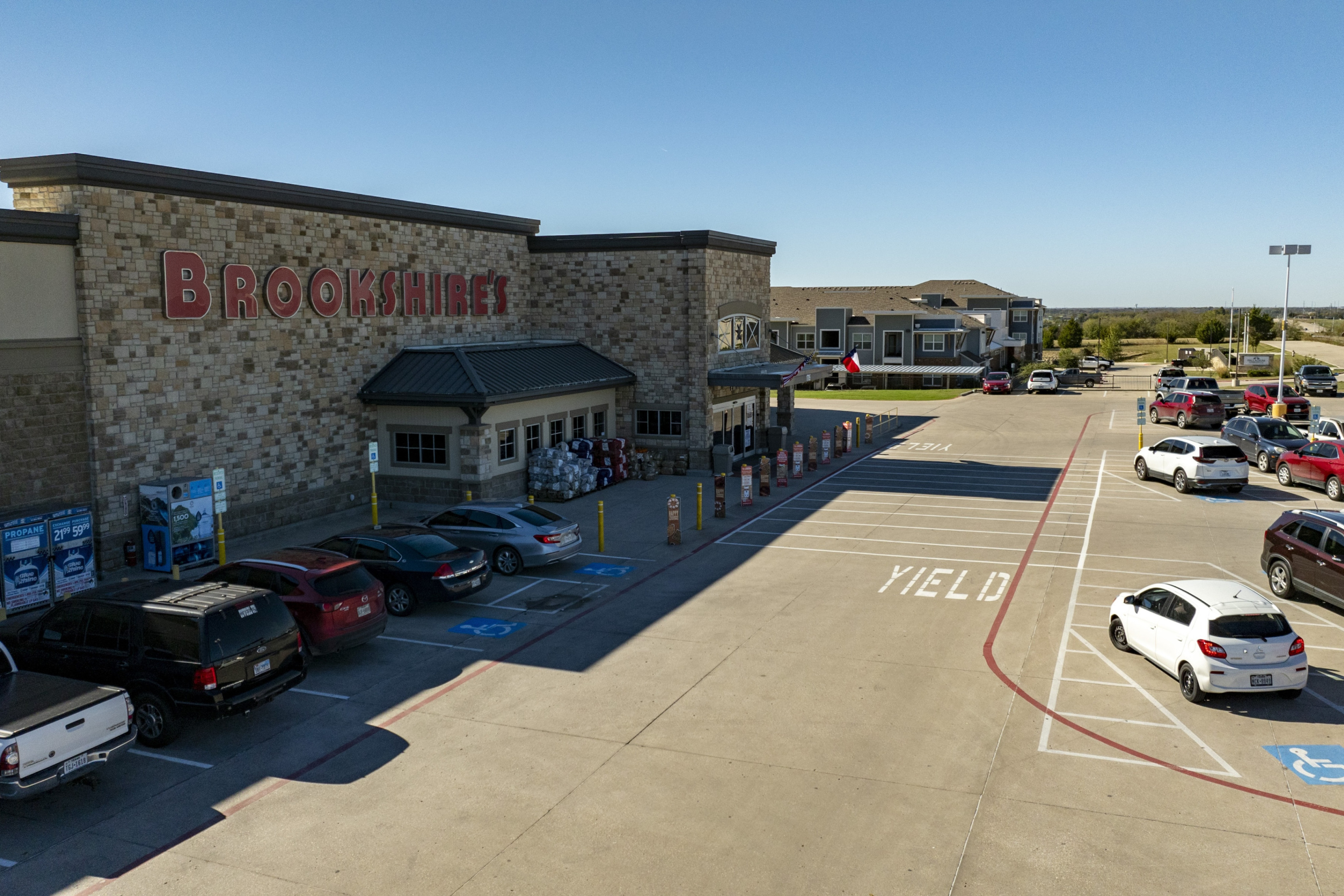 aerial view of brookshire's grocery store