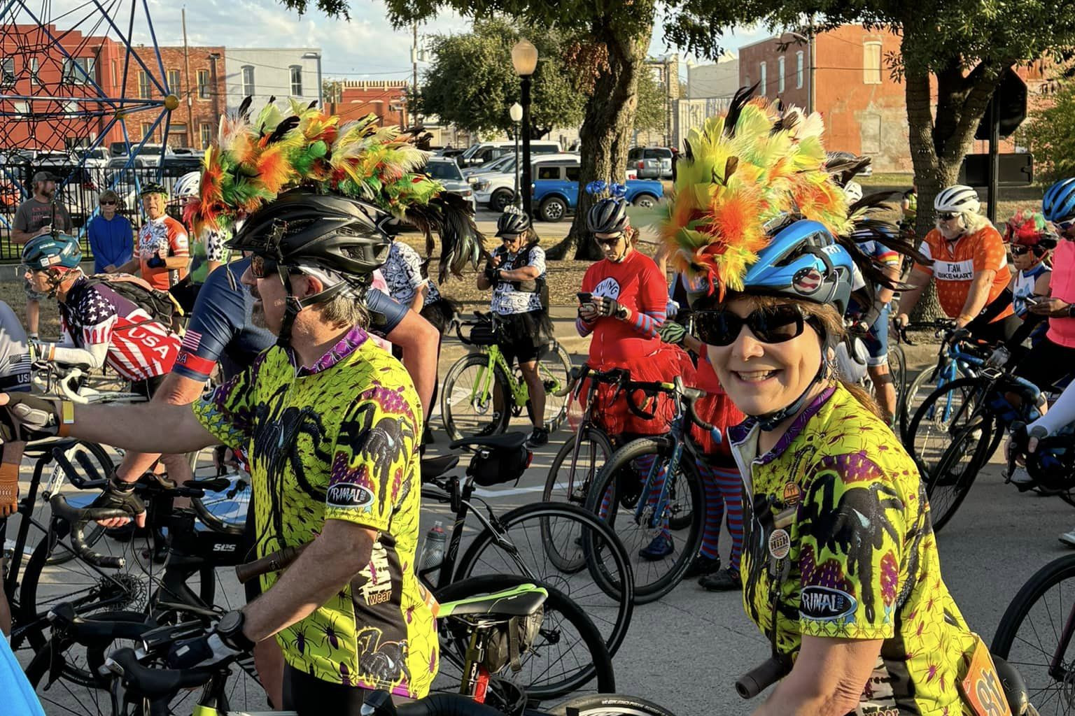 participants in the trick it up biking event.
